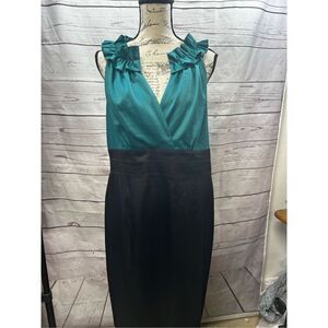 Amanda Lane size‎ 16 black and teal dress (2125)